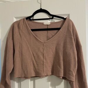 Altar’d State Cropped Sweater Size L Mocha Mousse Brown